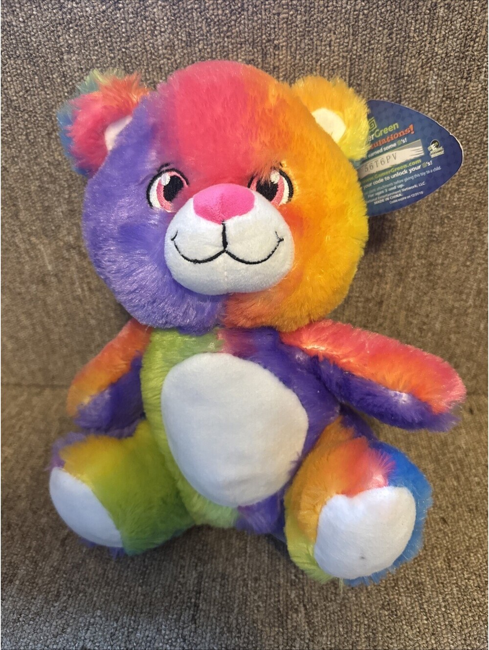 2017 Sugar Loaf 12" Teddy Bear Vibrant Rainbow Colors Stuffed Plush NWT